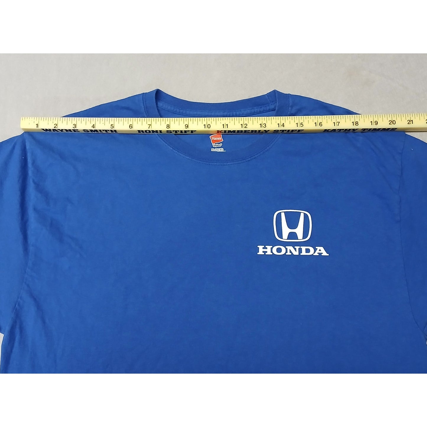 Hanes (XL) Blue Honda Logo Short Sleeve Crew Neck Tee Shirt