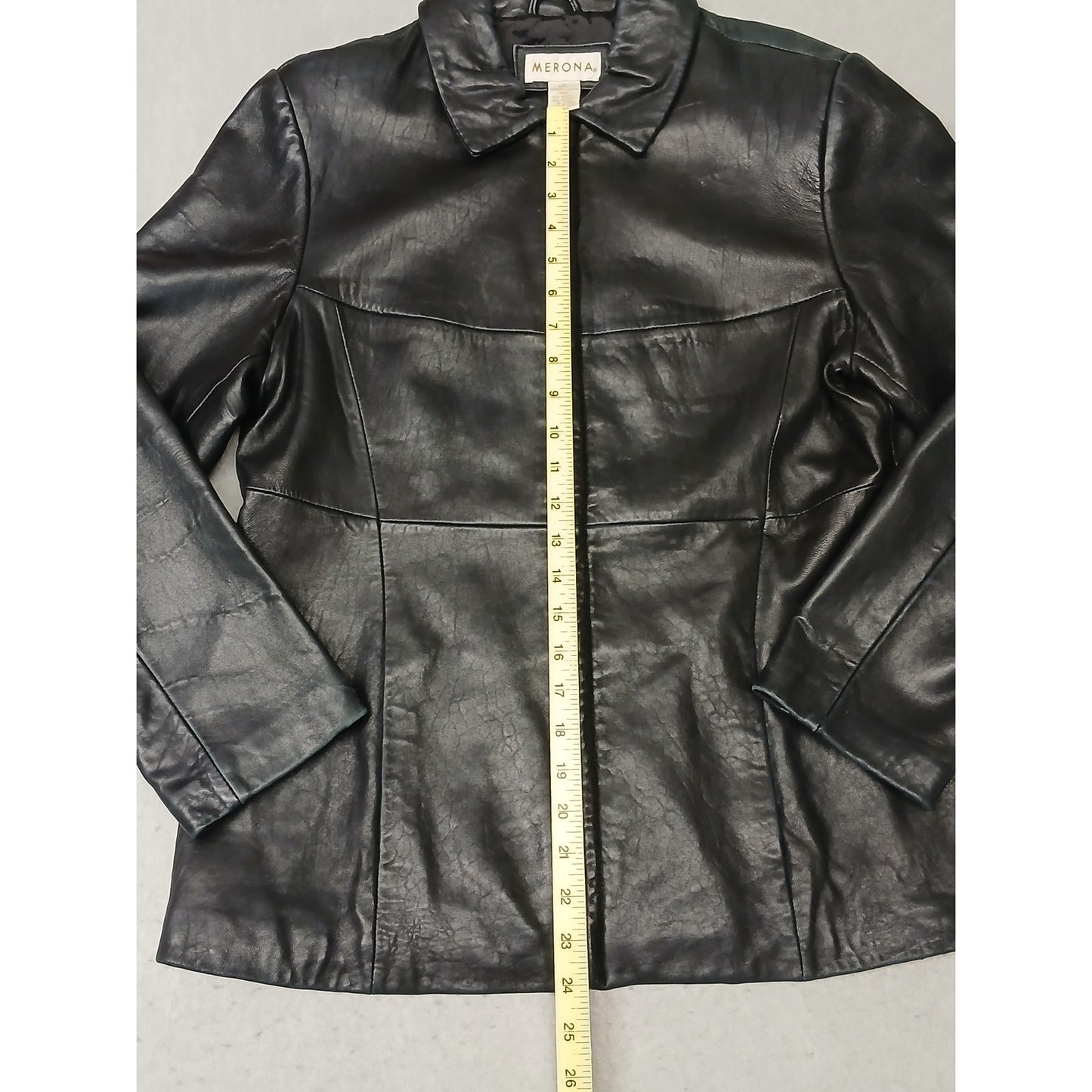 Merona (Medium) Women's Black Genuine Leather Zip Jacket