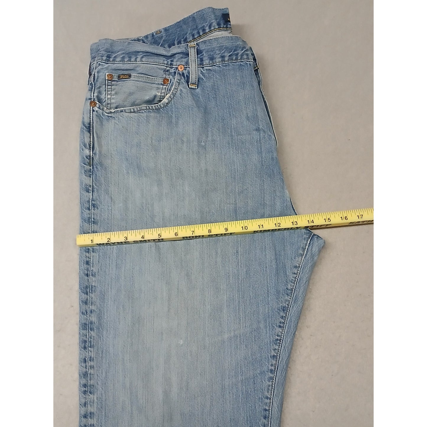 Polo R. Lauren (44Bx32) Men's Straight Leg Blue Denim Jeans