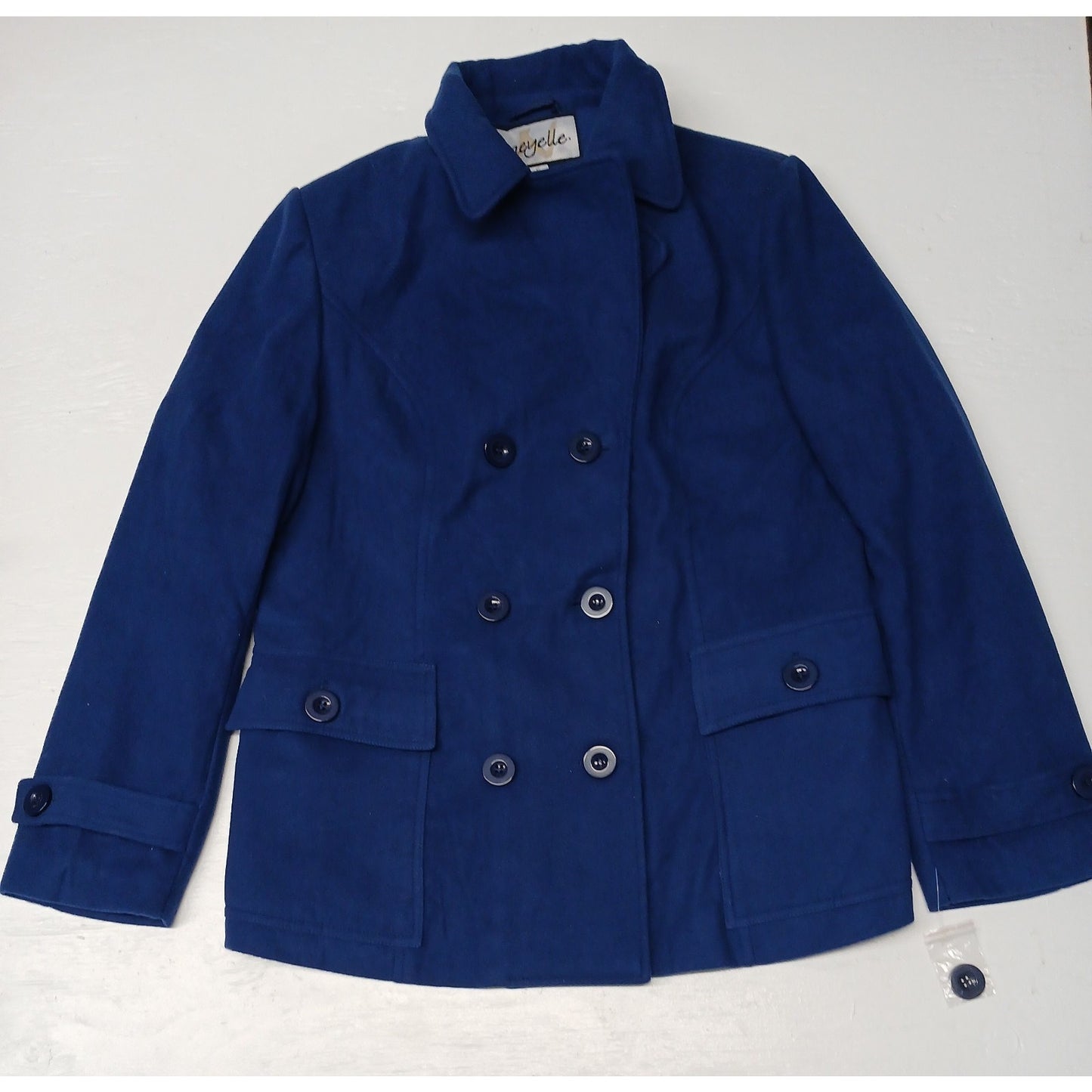 Neyelle (XL)Women's Blue Mid Length Wool Over Coat