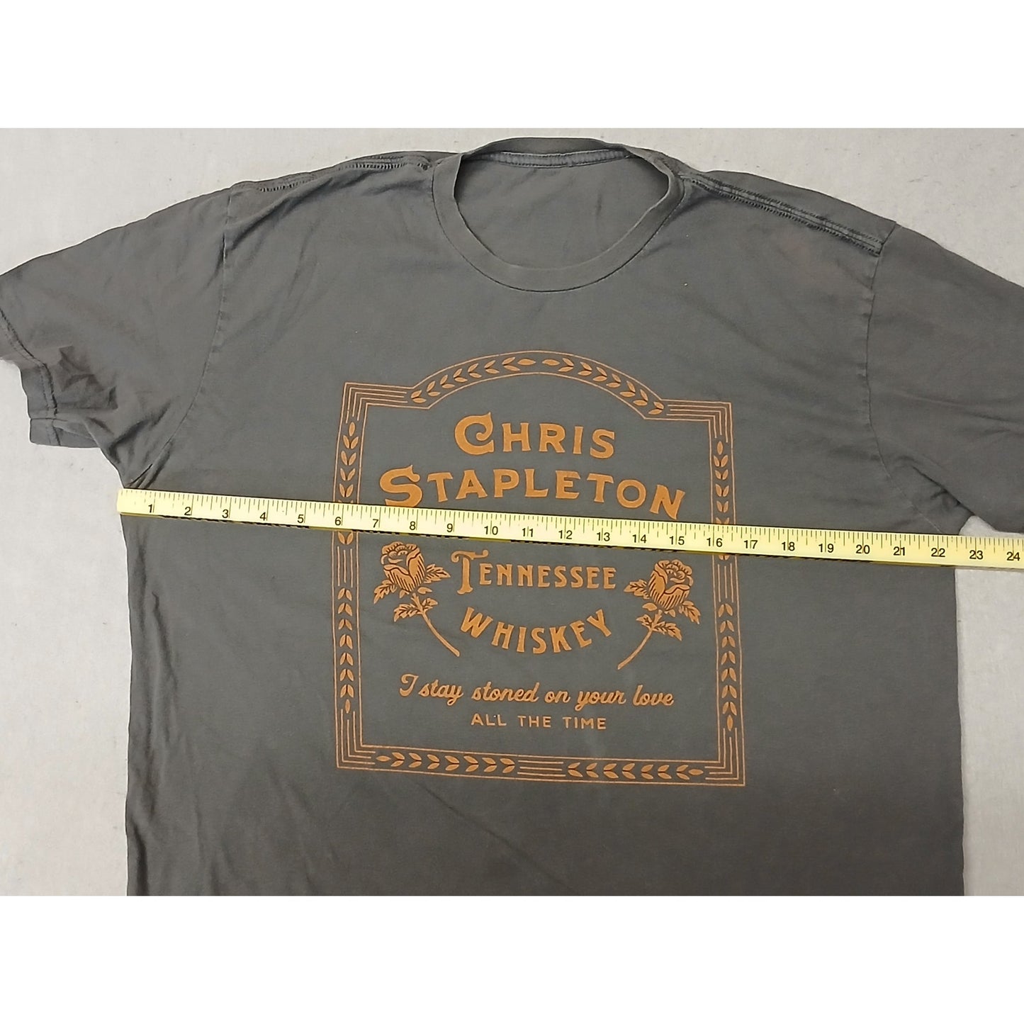Chris Stapleton (Large) Gray Printed Logo Crew Neck TShirt