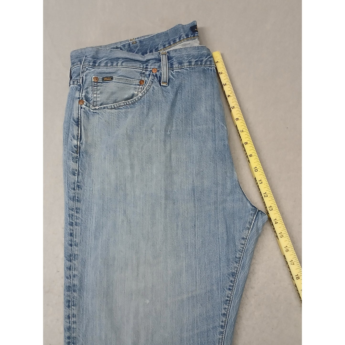 Polo R. Lauren (44Bx32) Men's Straight Leg Blue Denim Jeans