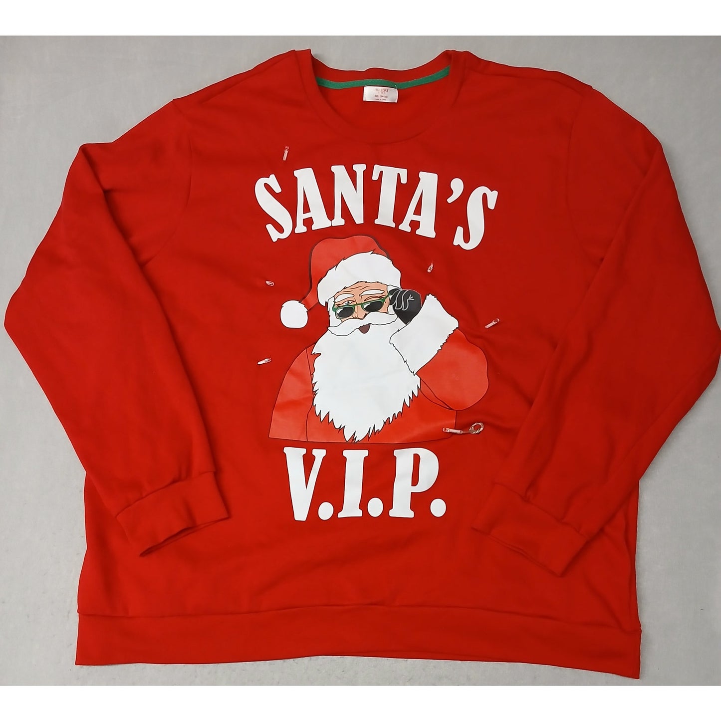 Holiday Time (3XL) Lite Up Red Crew Neck Pullover Sweatshirt