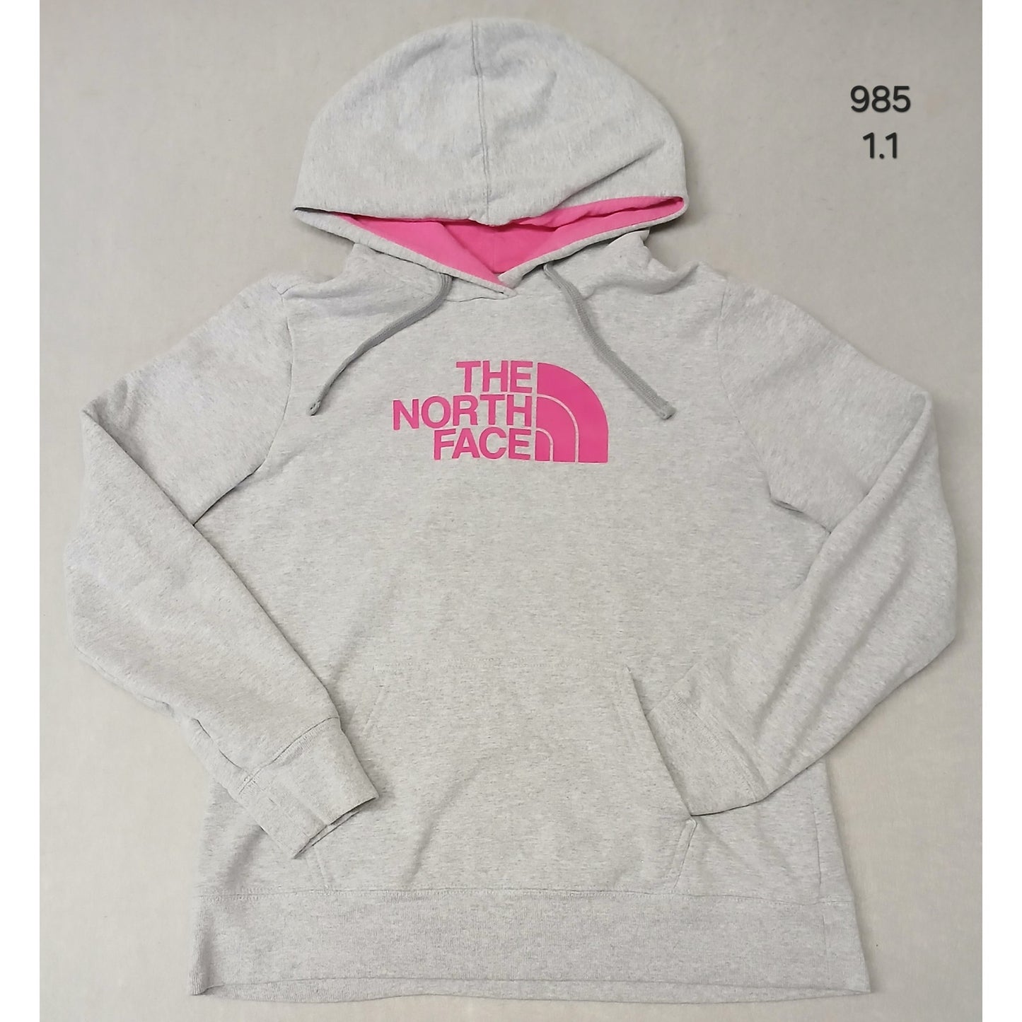 North Face (Large) Gray Pink Pullover Hoodie Sweatshirt