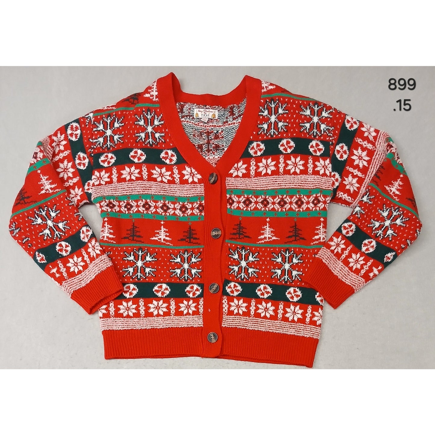 POOF (Medium)Women's Button Ugly Xmas Pullover Sweater