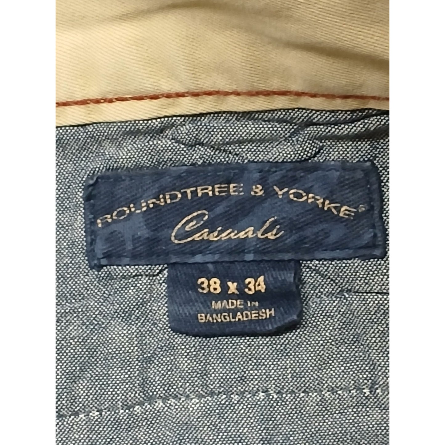 Roundtree & Yorke (38x34) Mens Gold Straight Fit Khaki Pants