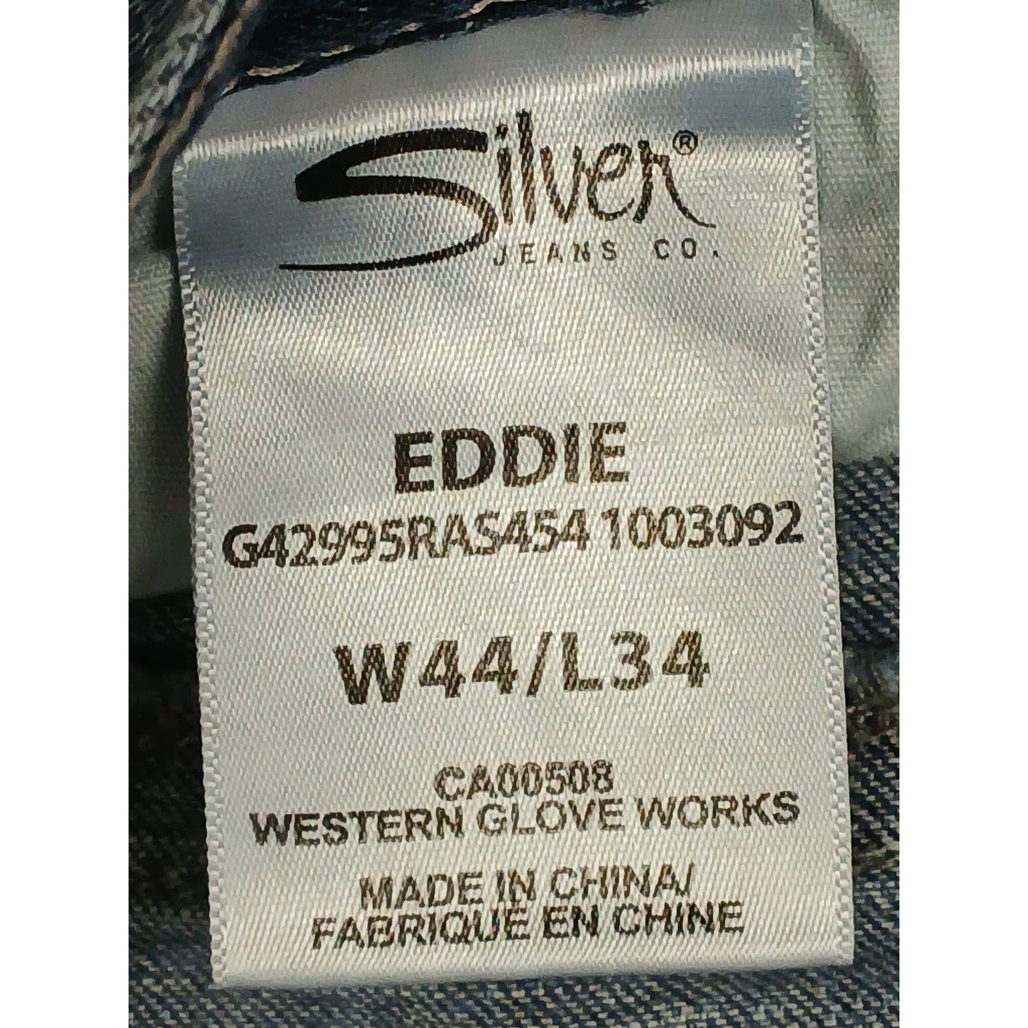 Silver Eddie (44x34) Men's Straight Leg Blue Denim Jeans