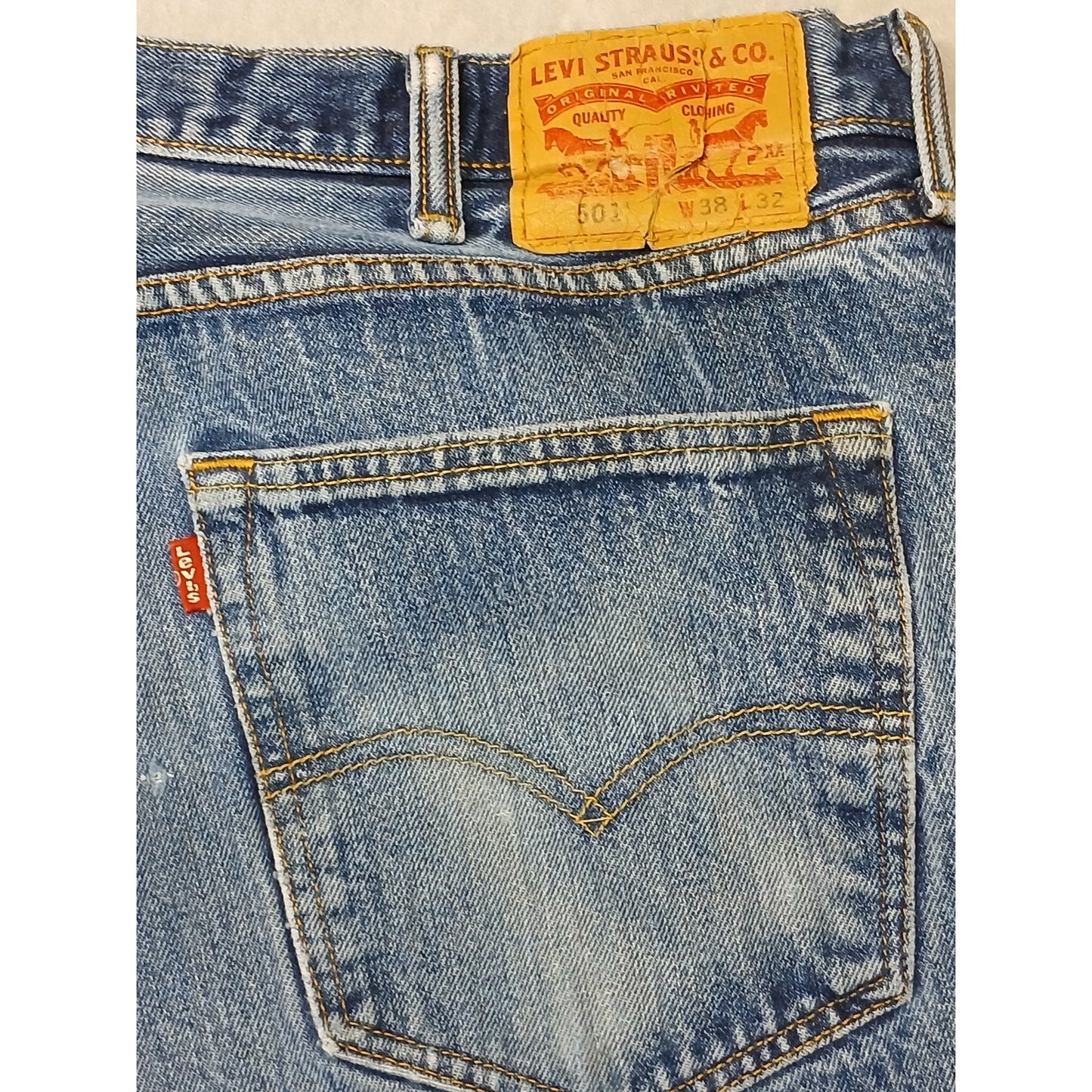 Levi's 501 (38x32) Original Fit Straight Blue Denim Jeans