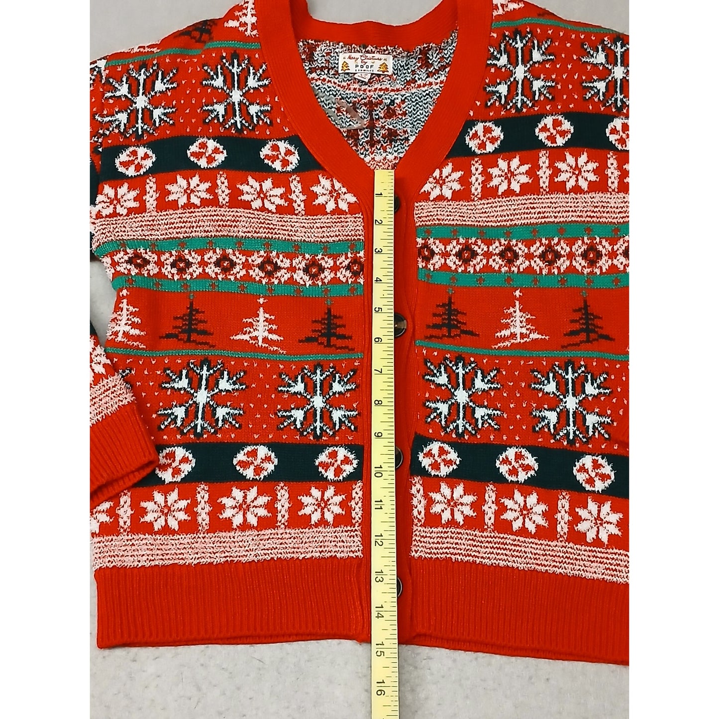 POOF (Medium)Women's Button Ugly Xmas Pullover Sweater