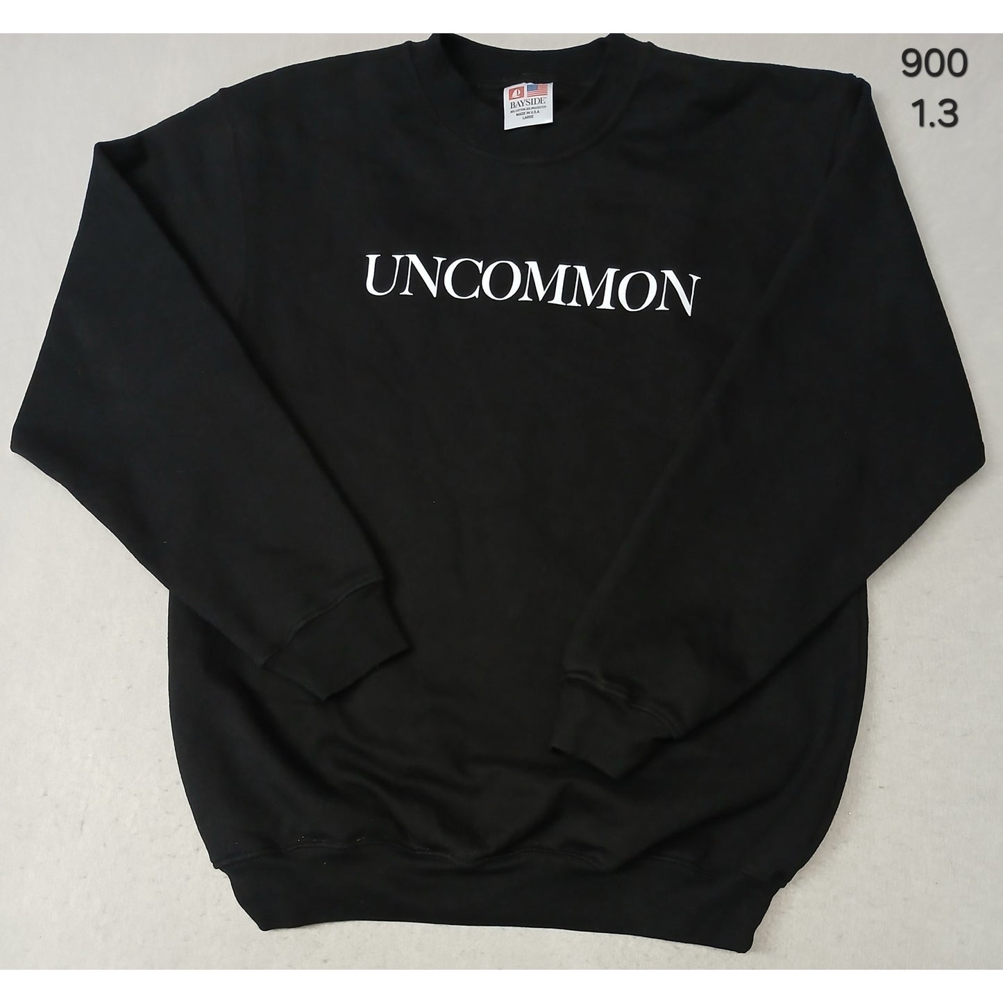 Bayside (Large) Adult's Black Crew Neck Pullover Sweatshirt