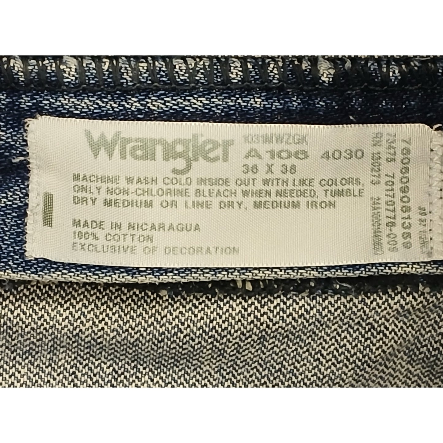 Wrangler (36x38) Cowboy Cut Straight Leg Blue Denim Jeans
