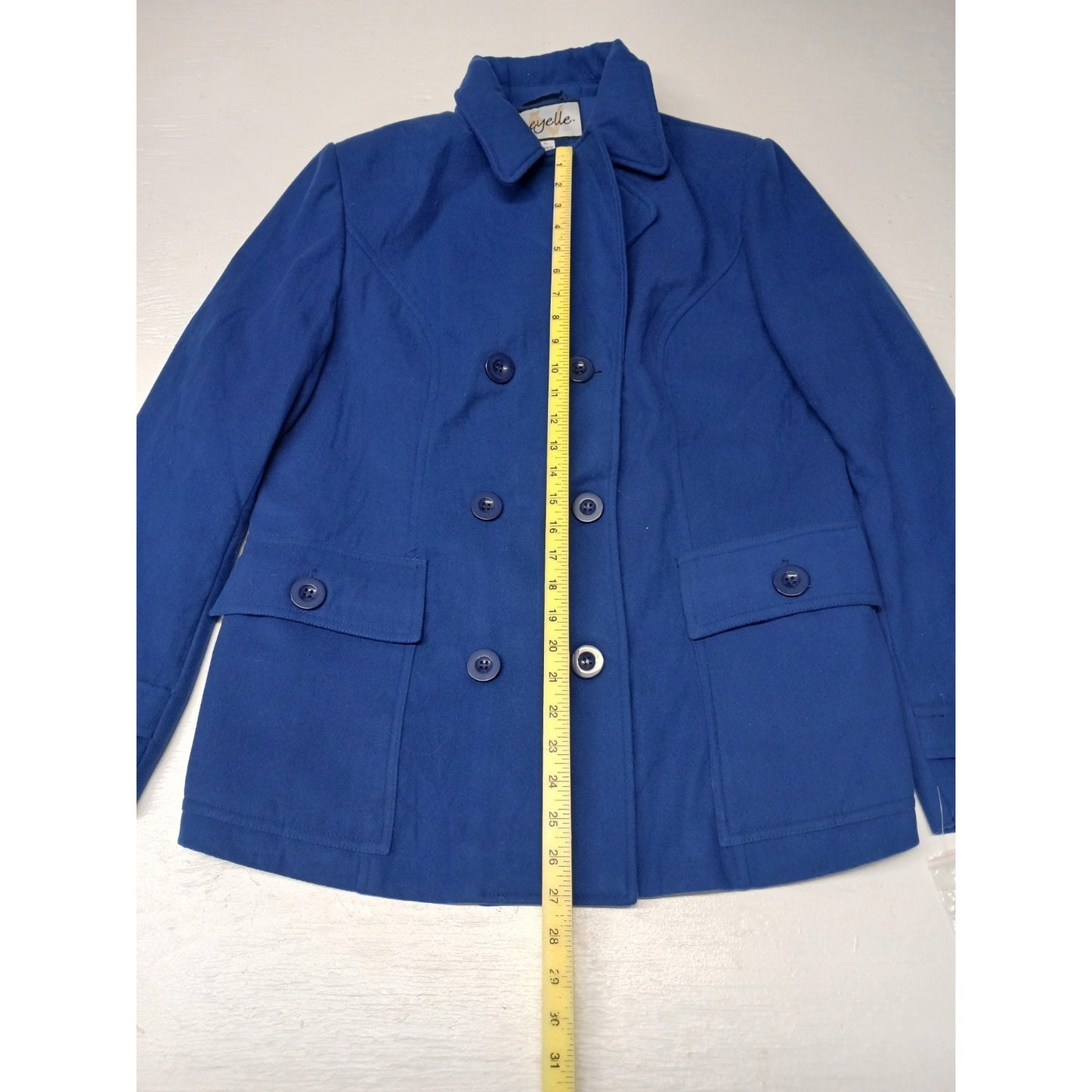 Neyelle (XL)Women's Blue Mid Length Wool Over Coat