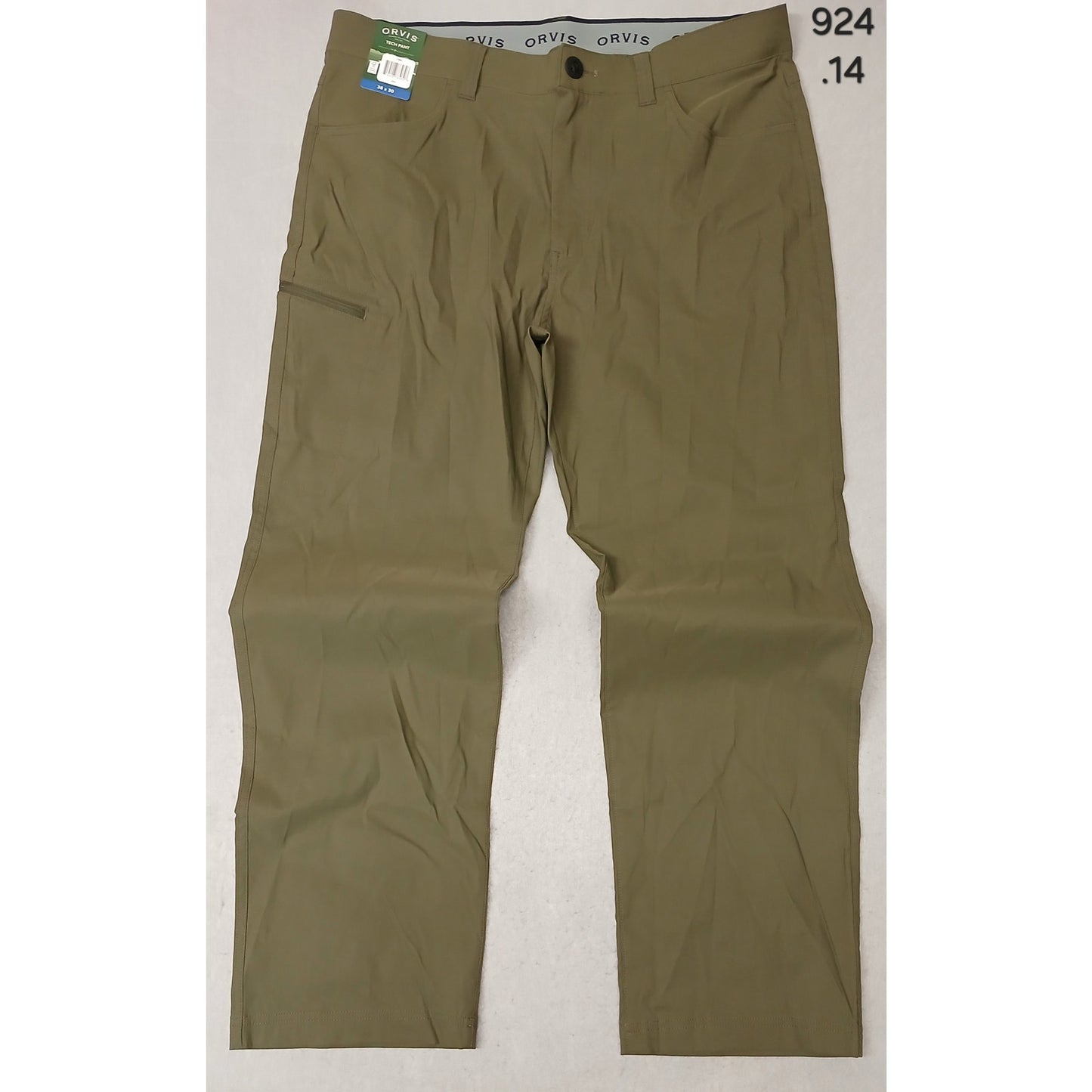 Orvis (36x30) Men's Olive Green Dri-Fit Straight Tech Pants