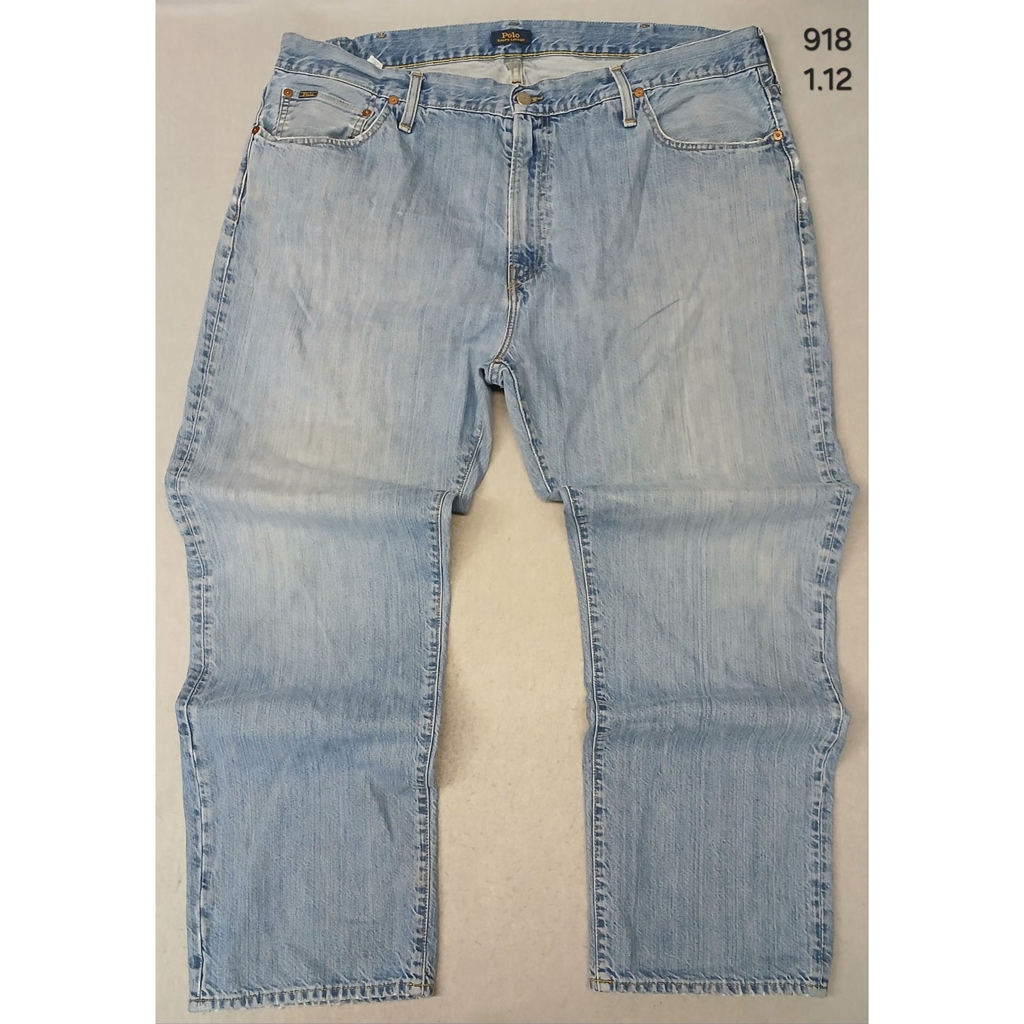 Polo R. Lauren (44Bx32) Men's Straight Leg Blue Denim Jeans