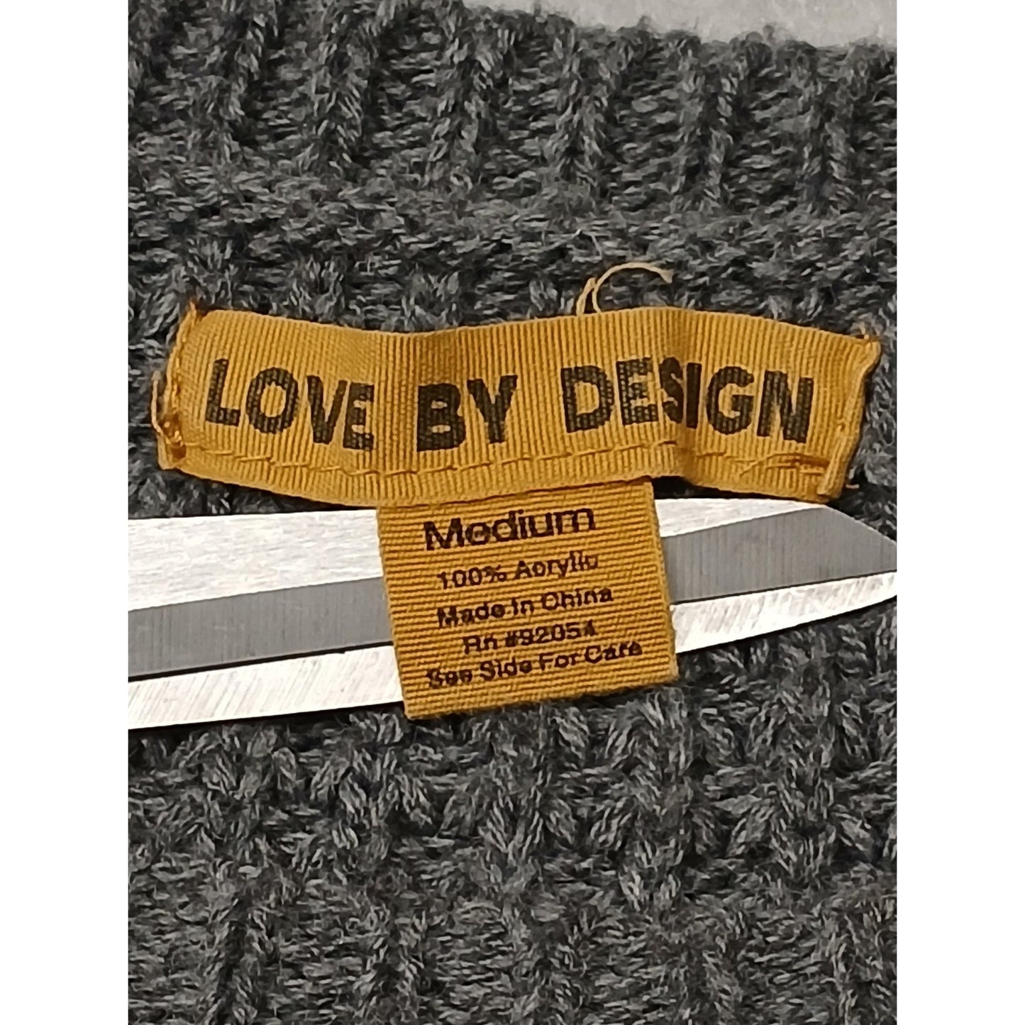 Love By Design (Medium) Gray Chunk Waffle Knit Sweatshirt