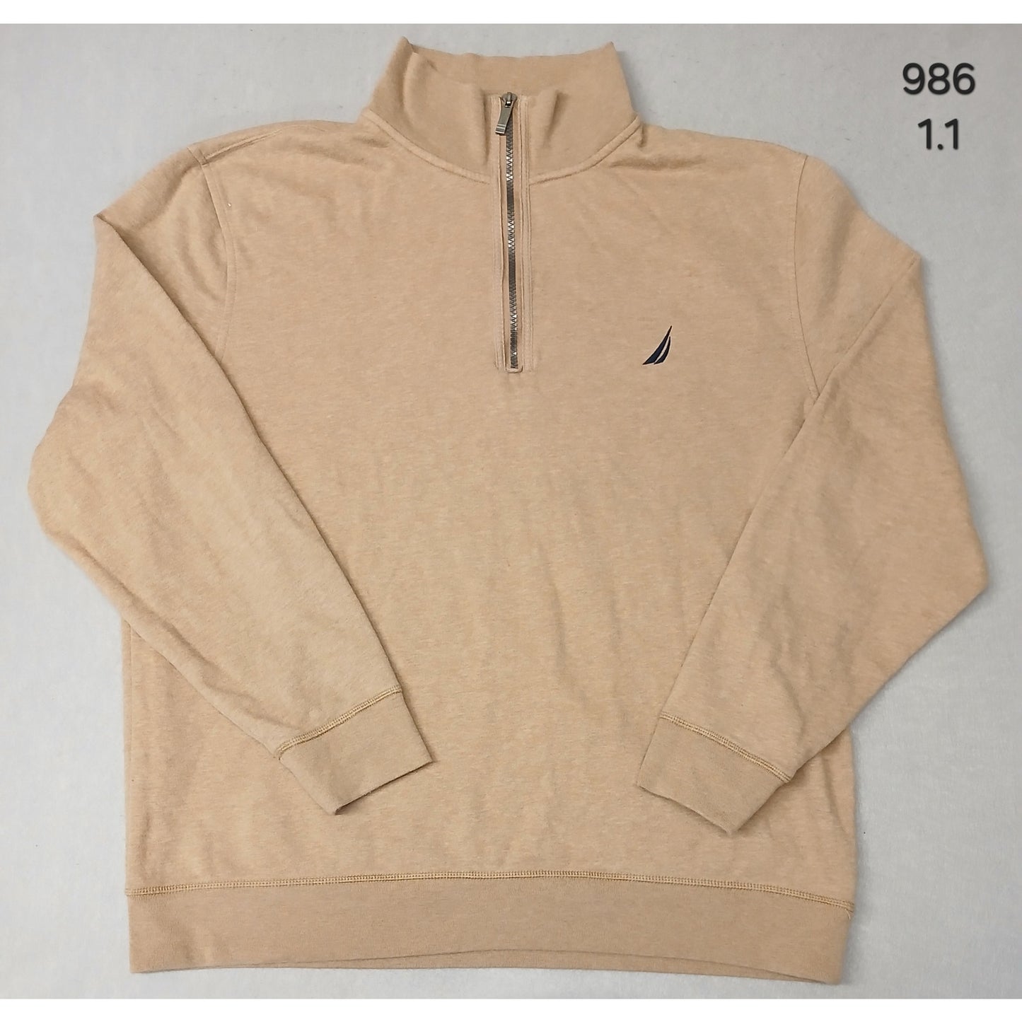 Nautica (2XL) Men's Tan Long Sleeve Zip Pullover Sweatshirt