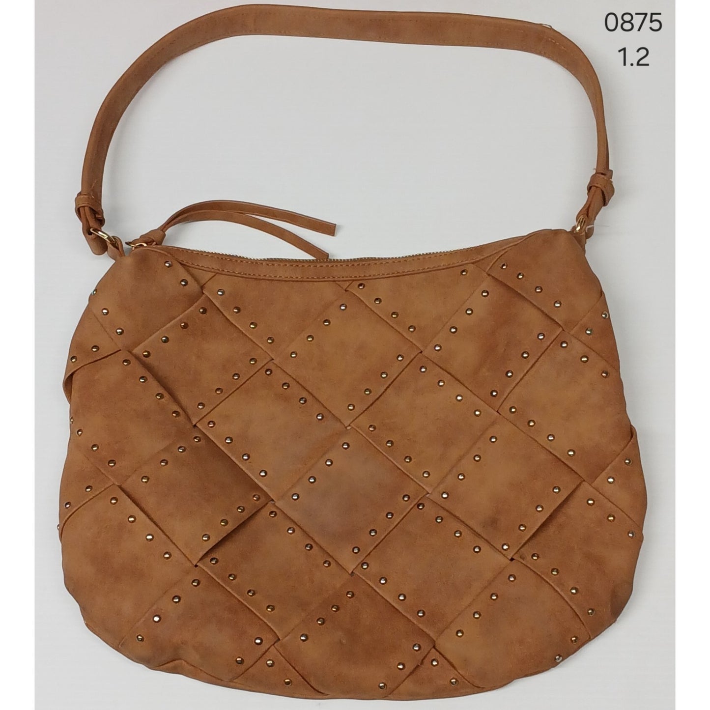 Cato Women's Faux Suede Basket Weave Gold Studs Shoulder Bag