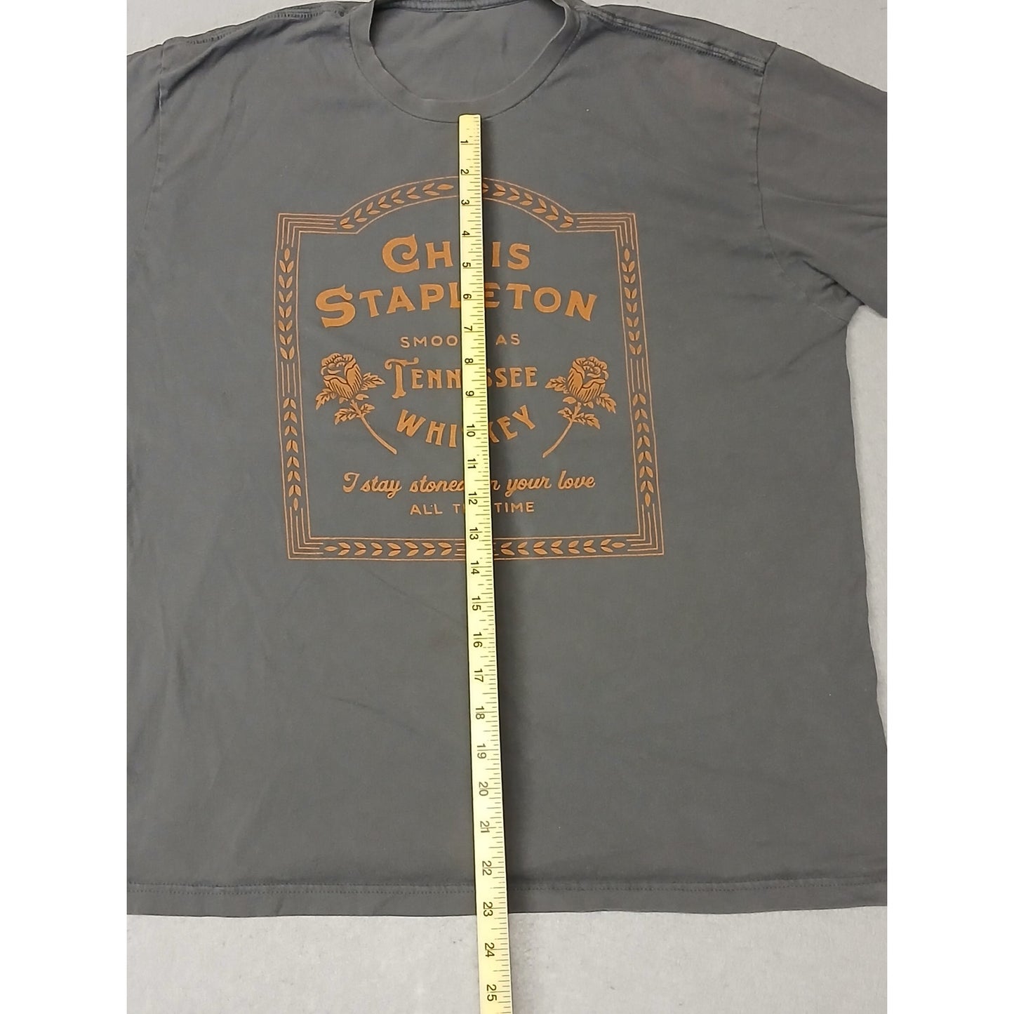 Chris Stapleton (Large) Gray Printed Logo Crew Neck TShirt