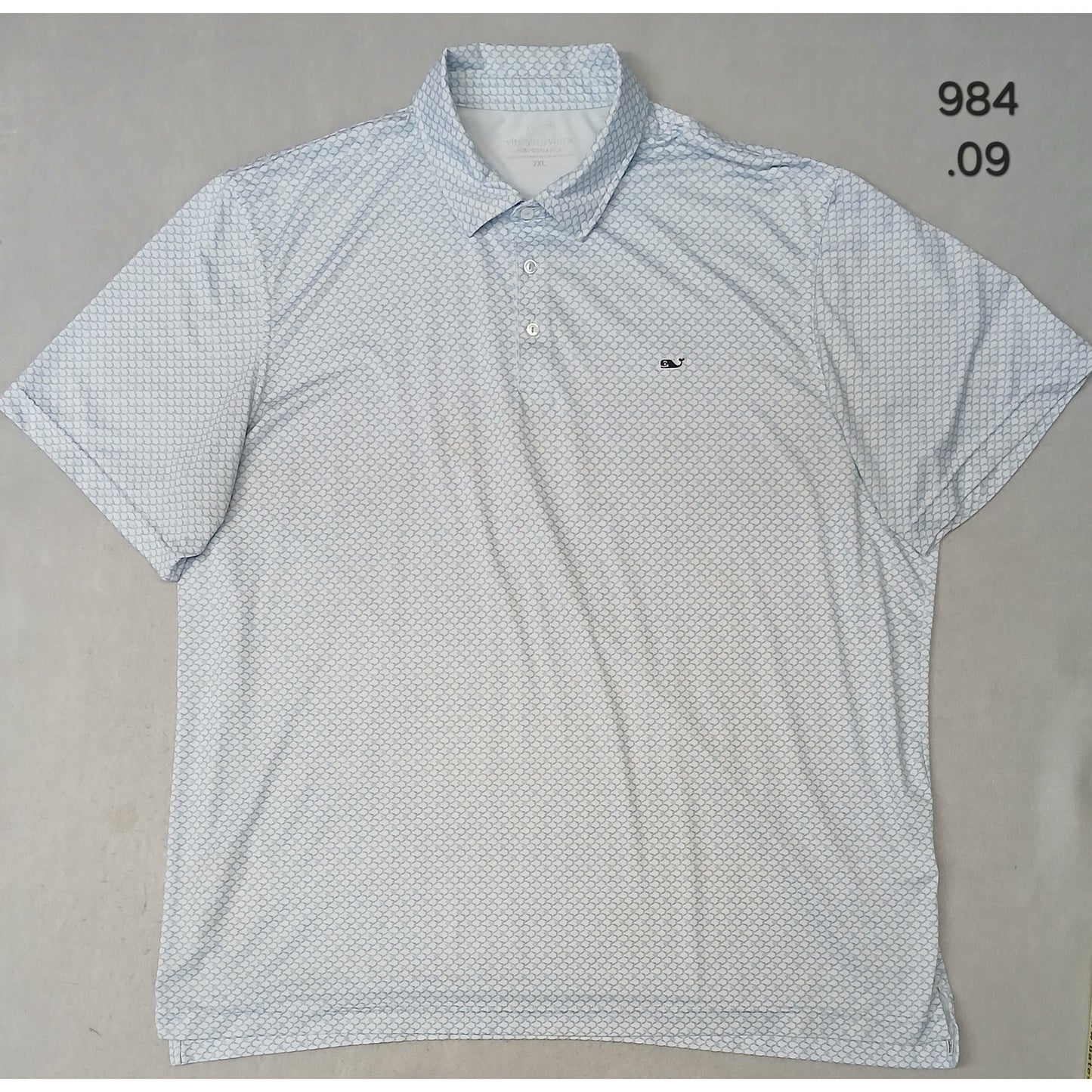 Vineyard Vines (2XL) White Button Silk Collar Polo Tee Shirt