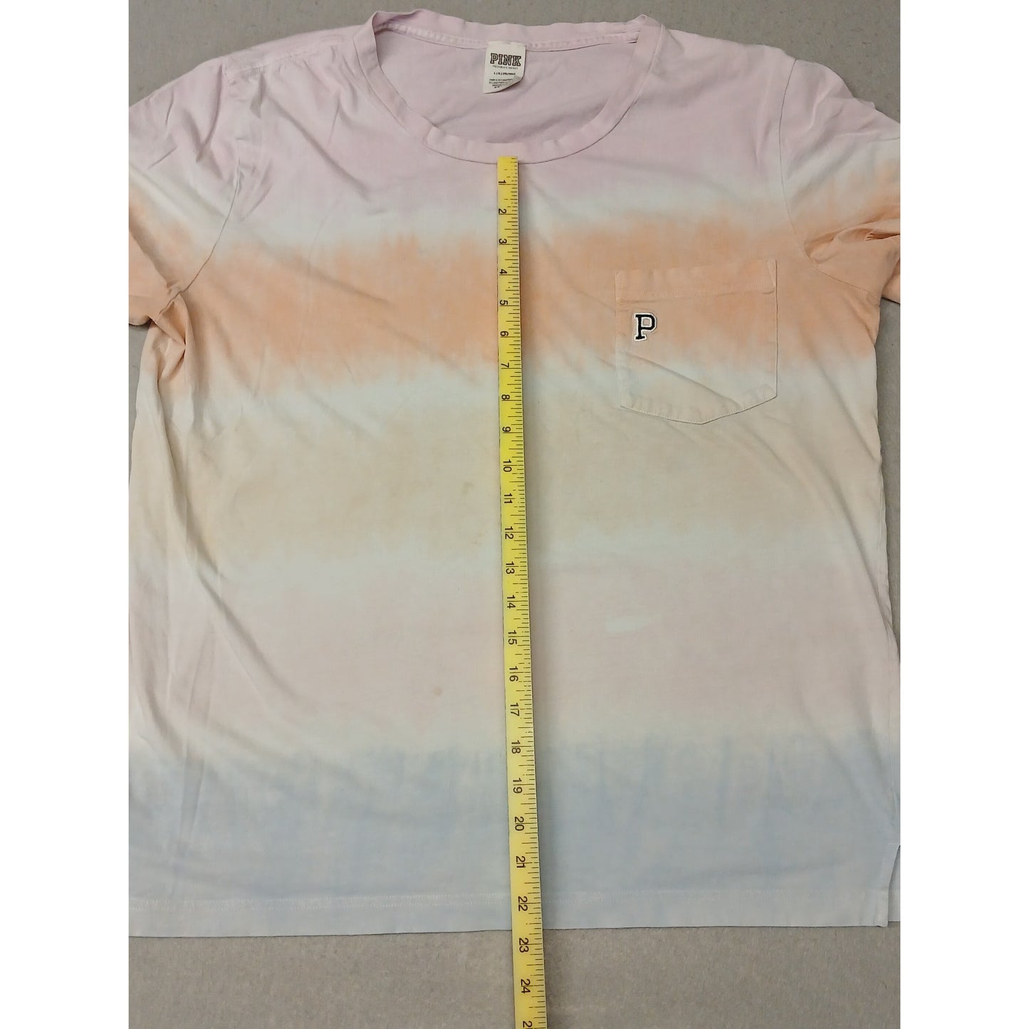 Victoria's Secret PINK (Large) Pastel Tie-Dye Striped Tee Shirt