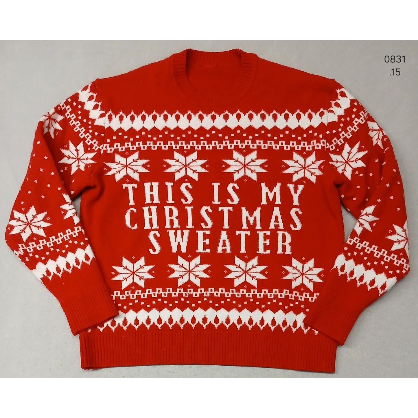 Red (21x22") Knitted Crew Neck Ugly Sweater