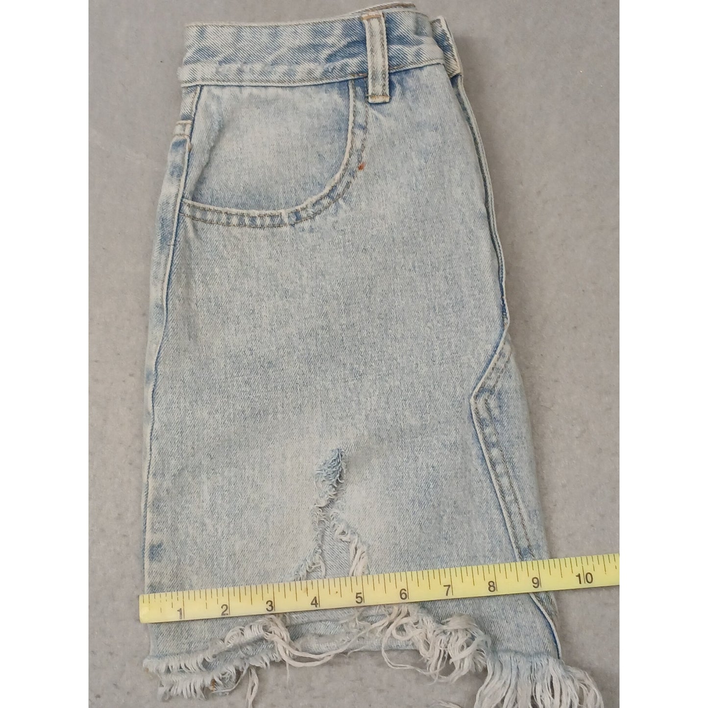 Item Ditto (Small) Vintage Distressed Light Denim Mini Skirt