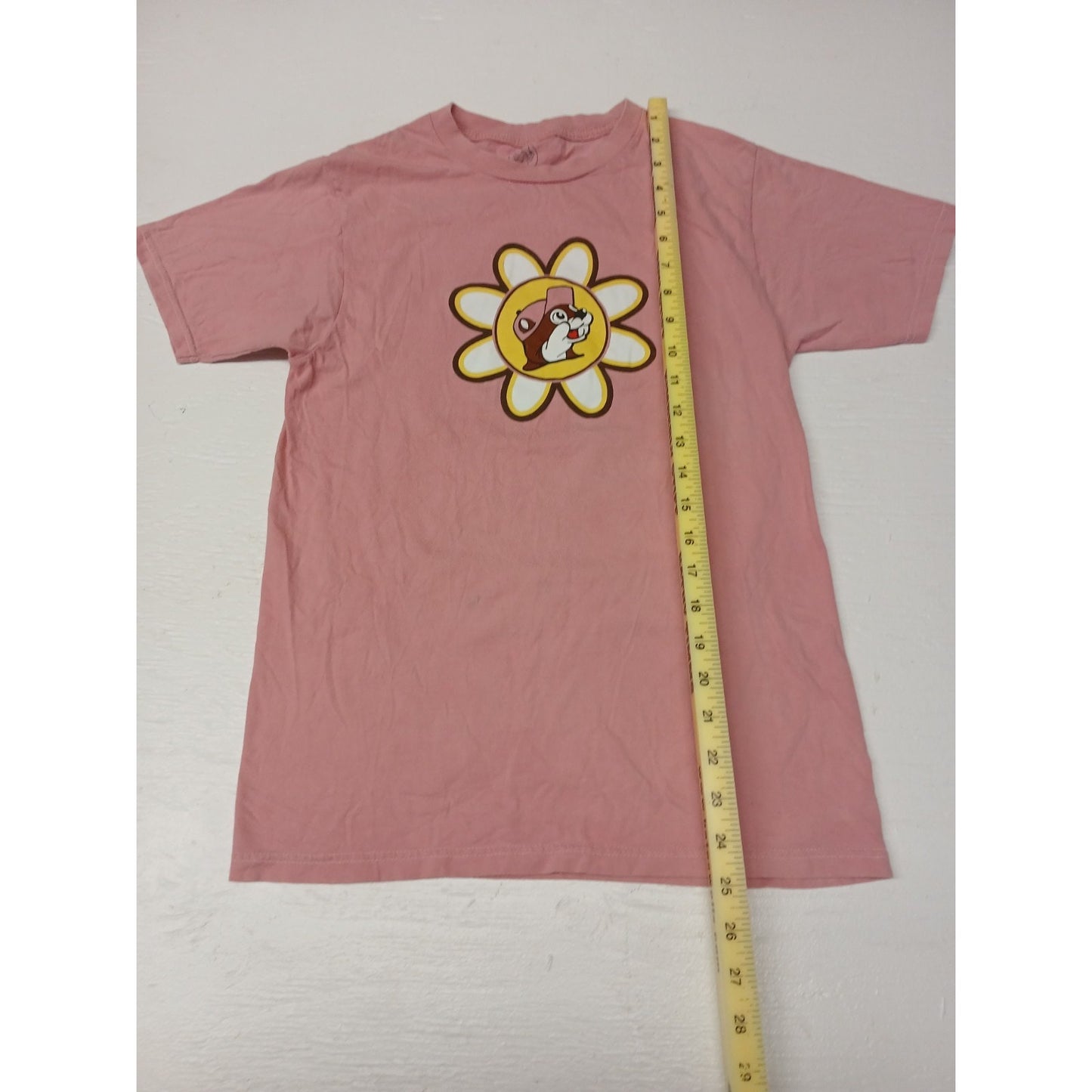 Buc-ees Pink (Small) Relaxed Fit Cotton Tee Shirt
