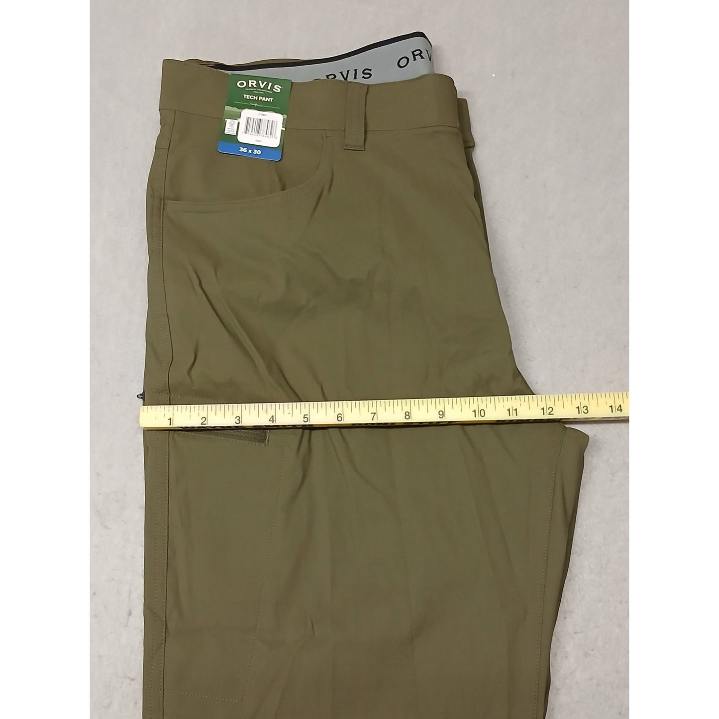 Orvis (36x30) Men's Olive Green Dri-Fit Straight Tech Pants