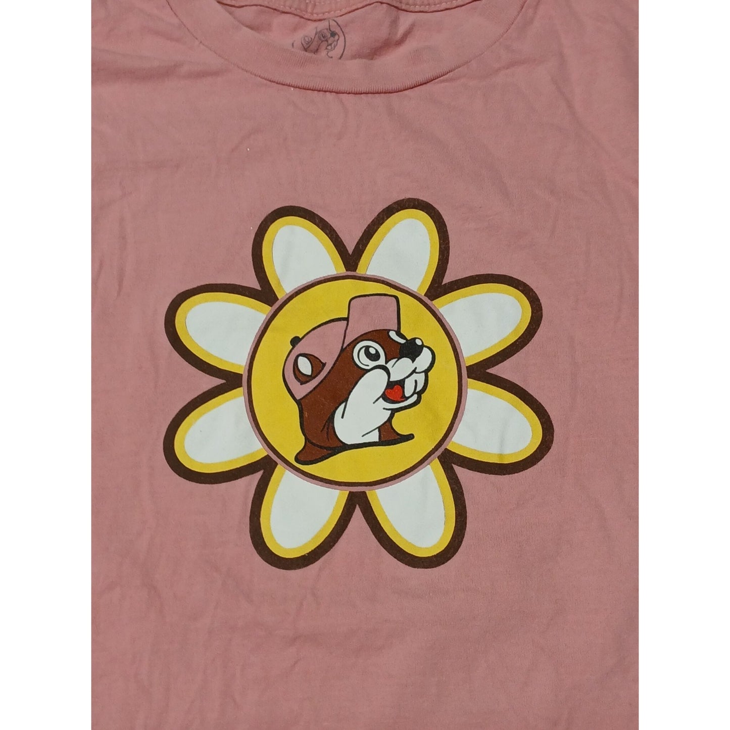 Buc-ees Pink (Small) Relaxed Fit Cotton Tee Shirt